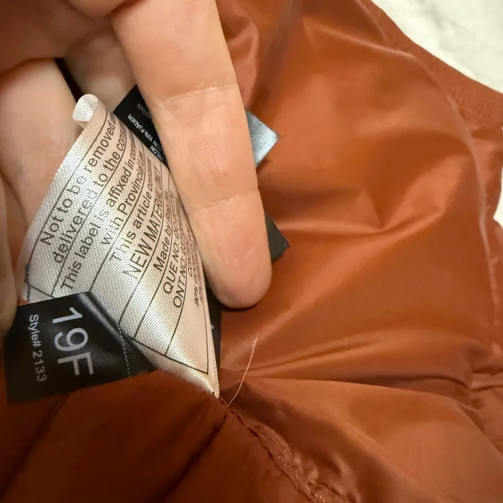 KUHL Spyfire Goose down Jacket cinnamon rust dark orange small puffer NWOT zip - Picture 12 of 15